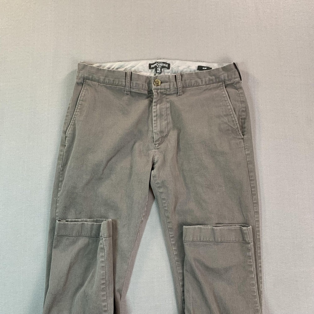 J.Crew Mercantile Flex Pant Men 32x30 (32x28) Gray Slim Fit Stretch Chino Casual